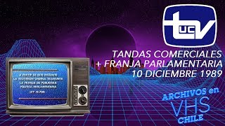 Tandas Comerciales Canal 13 UCTV + Franja Politica Parlamentaria - 10 diciembre 1989