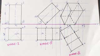 Projections Of Solids(Square Prism): Inclined to Both H. P&V.P