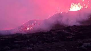 HD Lava fontains. Closeup view of volcanic eruption in Iceland. Rare historical footage. Summer 2023