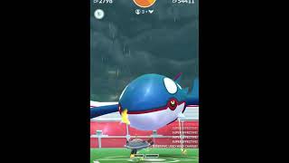 【ポケモンGO】カイオーガ復刻 3人討伐 (雨ブースト ＋ ハイドロポンプ)