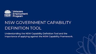 NSW Veterans Employment Program - Capability Definition Tool