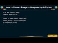 How to Convert Image to Numpy Array in Python