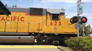 Union Pacific Y 623 YSR62r Local Passing Sunrise Station Pedestrian Railroad Crossing