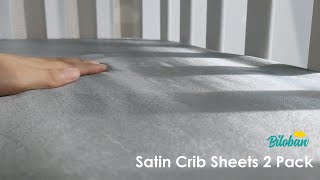 Biloban Satin Crib Sheets, 2 Pack, Super Soft and Silky