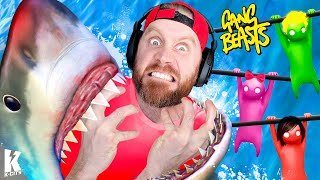 Gang Beasts Shark ATTACK on a BOAT *NEW LEVEL* K-CITY GAMING