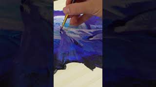 Wolf & Moon｜Easy & Simple Landscape Acrylic Painting on Mini Canvas Step by Step｜Satisfying