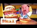 Can Casey Finish A 3.5 Pound MONSTER Pork Burger In Under 30 Minutes? | Man V Food