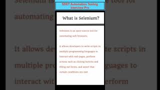 SELENIUM : What is Selenium ? SDET Automation Testing Interview Questions & Answers