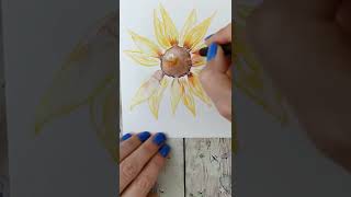 #ad Paint a sunflower with watercolor markers!#watercolor #watercolormarkers #sunflowerwatercolor