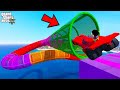 FRANKLIN TRIED IMPOSSIBLE ENDLESS TUNNEL PARKOUR RAMP CHALLENGE GTA 5 | SHINCHAN and CHOP