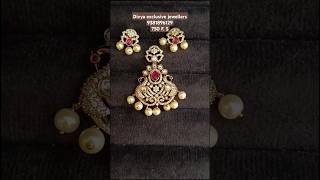 Gold replica pendant set //9381896129//# divya#beads#shorts#viral#gold#pendant#ruby#emerald#pearls