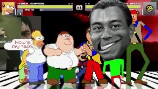 AN Mugen Request #375: Homer, Marge, Peter \u0026 Bartman VS O. Tiger Wood, Dink S., Dee Bee Kaw \u0026 Mario