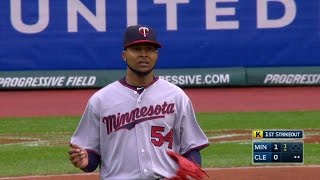 MIN@CLE: Santana strikes out Lindor in the 1st