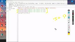 04-Write a python program to calculate simple interest using input statement (PUC-1 Syllabus in KAR)