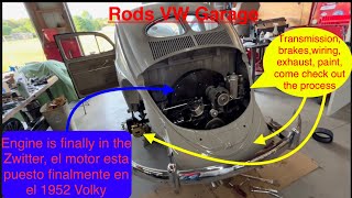 Engine is finally in the Zwitter! El motor esta finalmente en el 1952 VW Volky check out the process