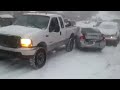 30 car pile up crash on a hill after a snow storm