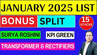 15 Bonus List January 2025 I Bonus \u0026 Split List 2025 I Surya Roshni bonus I TARIL Bonus I KPI GREEN