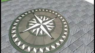 Paverart Compass Rose Driveway Preview:  4 Designs Simulated