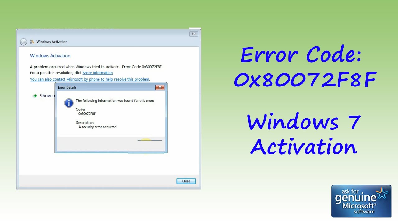 How To Solve Error Code 0x80072F8F When Activating Windows 7 License ...