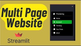 Create Multi Pages websites using Streamlit | Python