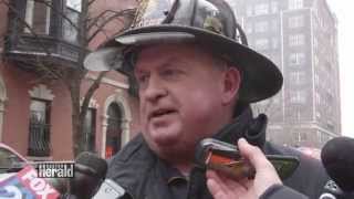 9 Alarm Fire 298 Beacon St. Boston Firefighters Injured