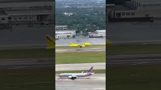 Spirit landing next to a departure?! #miami #aviation #shorts