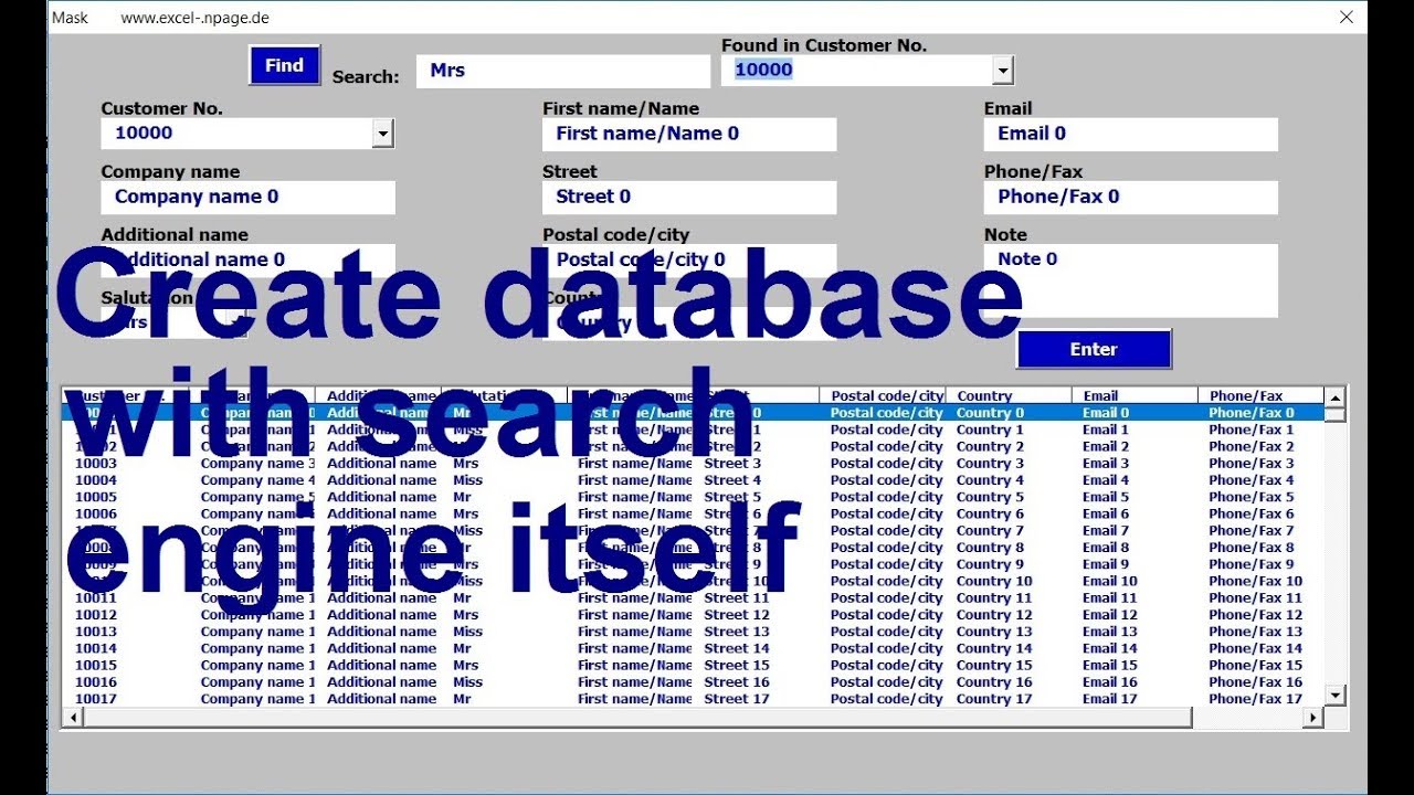 5 Excel VBA Database With Search Engine - YouTube