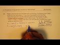 Complete Solution to Worksheet on Quadratic Functions and Applications MCR3U