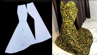 HOW CUT A MERMAID SKIRT WITH CUT TOGETHER TRAIN | MERMAID GOWN WITH TIL