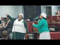 The Holy Temple Church, Shower of Blessing Ser. Sat. night, Sis. L and Sis.L Newton Praising God.