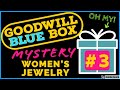 GOODWILL BLUE BOX UNBOXING | MYSTERY WOMEN'S JEWELRY BOX #3 OPENING REVEAL UNJARRING SILVER DIAMONDS