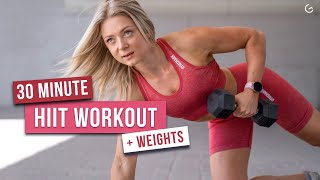 30 MIN SUPER SWEATY HIIT WORKOUT - With Dumbbells, Full Body, No Repeat - (HIIT IT HARDER DAY 3)