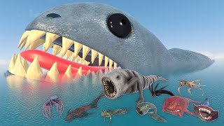 Sea Monster Weight Comparison in 3D Animation - The Bloop vs El Gran Majá Vs Julia Vs Sea Eater