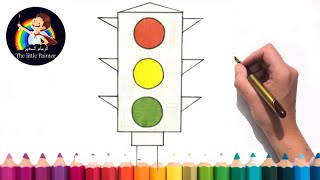 Teach drawing for kids  -  How to draw traffic lights easily