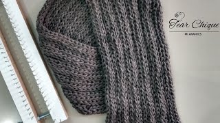 COMO FAZER UM CACHECOL NO TEAR DE PREGOS PONTO TURCO | LOOM KNIT SCARF