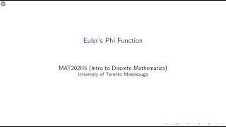 MAT202: Euler's Phi Function