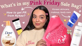 What’s in my *FIRST* Nykaa Pink Friday Sale Bag?🎀 How to get PR from Nykaa?🤔 Skincare, makeup haul💕