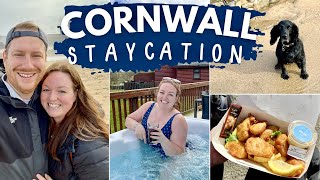 CORNWALL VLOG!  🌊🐾 hot tub lodge, beaches, best food & harbour villages • dog-friendly UK staycation