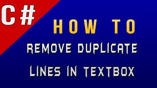 How To Remove Duplicate Lines in TextBox in C#