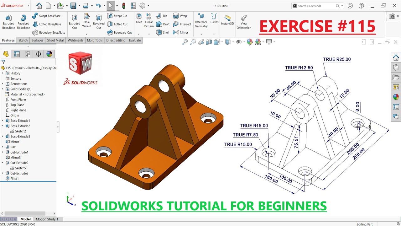 Solidworks Tutorial For Beginners 2024 Exercise 115 Youtube Solidworks Tutorial For Beginners 2024 Exercise 115 Youtube