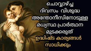 ചൊവ്വാഴ്ച്ച ദിവസം വിശുദ്ധ അന്തോനീസിനോടുള്ള മധ്യസ്ഥ പ്രാർത്ഥന മുടക്കരുത് ഉദ്ധിഷ്ട കാര്യങ്ങൾ സാധിക്കും