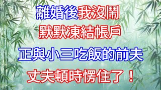 離婚後,我沒鬧，默默凍結帳戶，正與小三吃飯的前夫，收到短信時慌了！