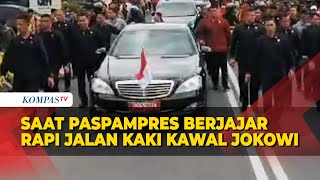 Kesigapan Paspampres Kala Berjajar Rapi Jalan Kaki saat Kawal Jokowi di Bengkulu