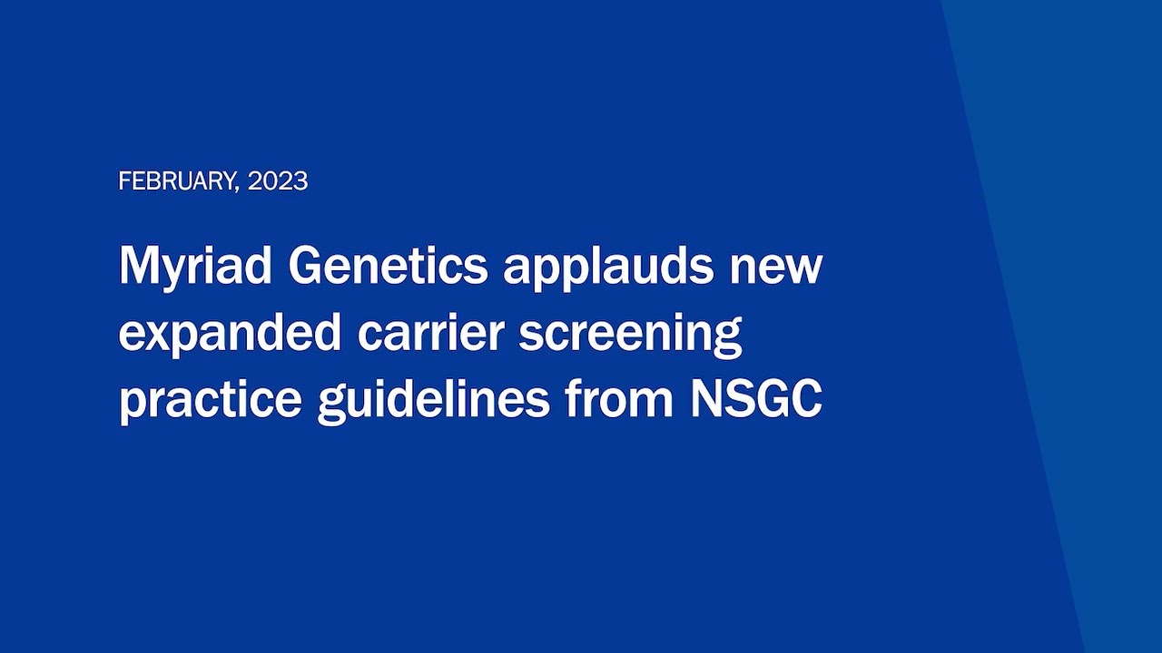 News: Myriad Genetics Applauds New Expanded Carrier Screening Practice ...