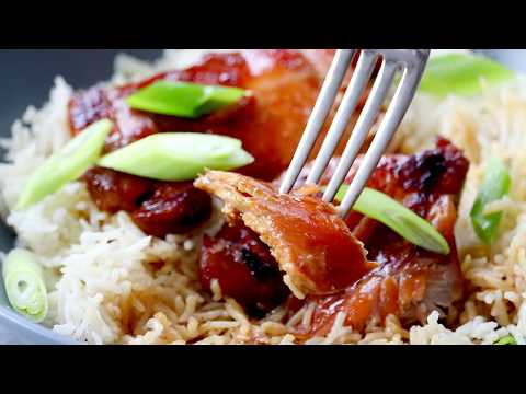 Sticky Bourbon Chicken with Rice Recipe