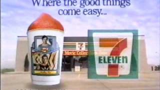 1987 7 Eleven Commercial: Super Slurpee With Superman IV Movie Collectors Cups