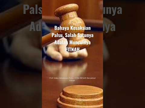 Kesaksian Palsu Dosa Besar Berakibat Fitnah - YouTube