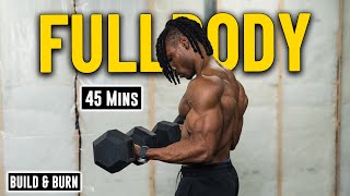 45 Mins Full body Workout (No Bench) | Dumbbell Build & Burn 24
