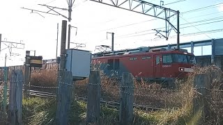 【2024/01/19 14:43～44･東北本線を走る貨物列車 ジョイント音あり】4089ﾚ(下り 大阪タ→仙台タ･EH500-51牽引 遅れ)