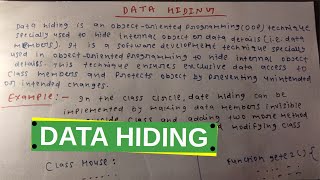 What is Data Hiding |Object Oriented Programming |Object Oriented Analysis And Design| CodeWithronny
